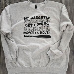 Crewneck Sweatshirt - Ash Grey, XL - Softball mama